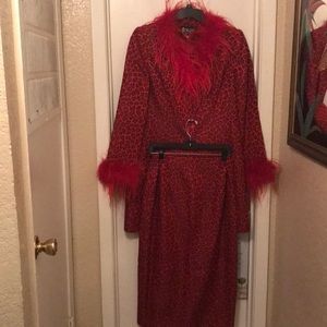 Two piece red and black suit